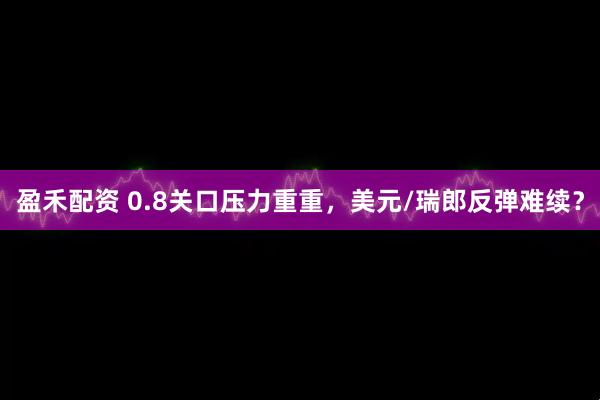 盈禾配资 0.8关口压力重重，美元/瑞郎反弹难续？